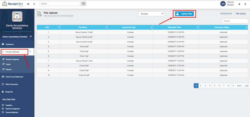 Web Uploading Documents - Receipt Bot